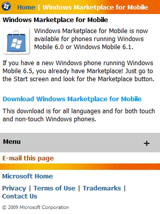 Windows Marketplace for Mobile Windows Marketplace for Mobile